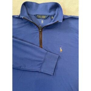 Polo Ralph Lauren Polo Golf Performance‎ Men's LG Blue 1/4 Zip Wicking Pony